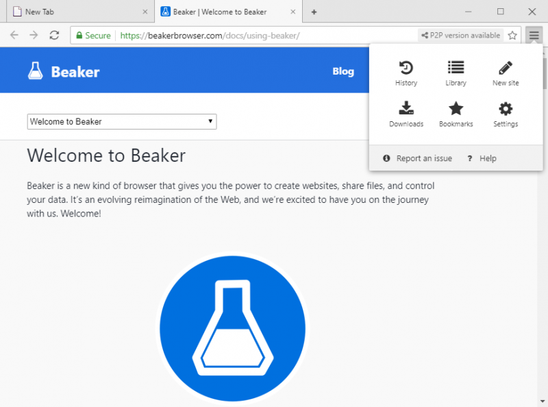 Beaker Browsser Windows accueil